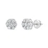 Luvmyjewelry Blossom 14k White Gold Flower Cluster Diamond Unisex Earrings - 0.49 Ct In Silver