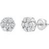 Luvmyjewelry Blossom 14k White Gold Flower Cluster Diamond Unisex Earrings In 14k White Gold