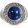 LUVMYJEWELRY LUVMYJEWELRY BLUE APATITE STERLING SILVER MEN SIGNET RING