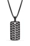 Luvmyjewelry Born Tire Tread Silver & Black Diamond Tag Necklace In Grey