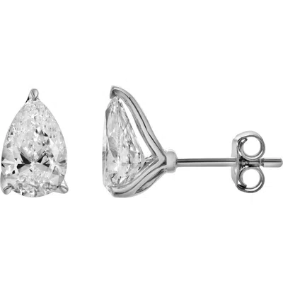 Luvmyjewelry Bosc 14k White Gold Lab Grown Pear Shaped Solitaire Diamond Earrings