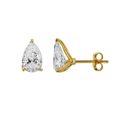 Luvmyjewelry Bosc 14k Yellow Gold Lab Grown Pear Shaped Solitaire Diamond Earrings