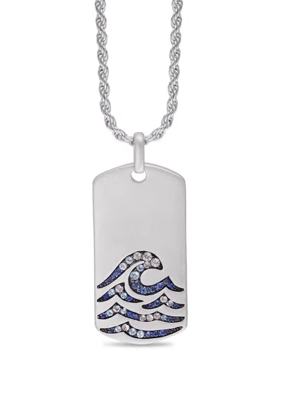 Luvmyjewelry Breaking Waves Sapphire & Topaz Silver Tag Necklace