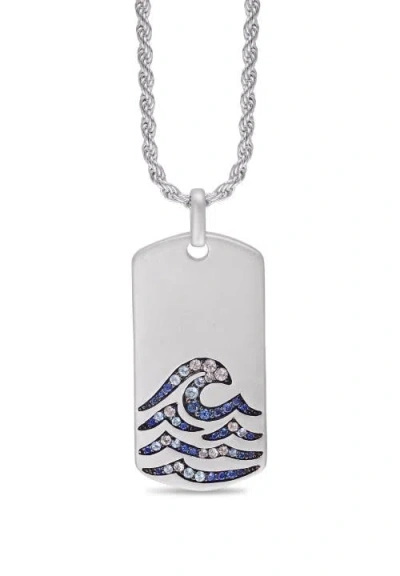 Luvmyjewelry Breaking Waves Sapphire & Topaz Silver Tag Necklace