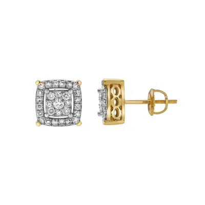 Luvmyjewelry Caeleste 10k Yellow Gold Cluster Diamond Unisex Earrings - 0.48 Cts