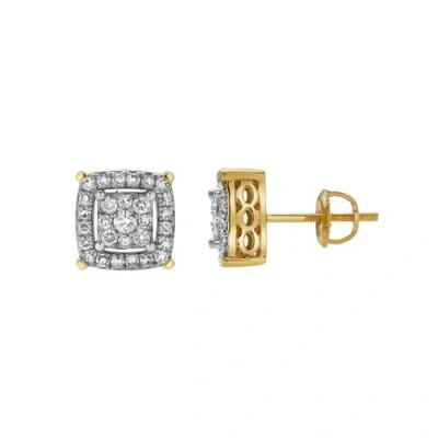 Luvmyjewelry Caeleste 10k Yellow Gold Cluster Diamond Unisex Earrings