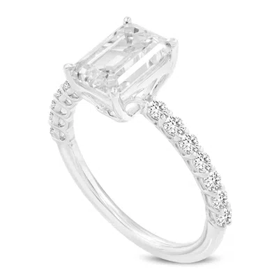 LUVMYJEWELRY CALISTA 14K WHITE GOLD EMERALD CUT LAB GROWN DIAMOND ENGAGEMENT RING - 2.52 CTW