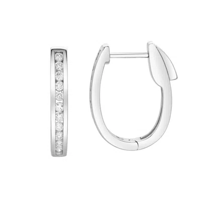Luvmyjewelry Callaluna Channel-set Diamond Huggie Hoop Earrings In 14k Gold In Gray