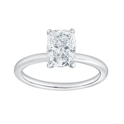 Luvmyjewelry Callista 14k Gold Cushion Cut Lab Grown Diamond Solitaire Engagement Ring In Silver