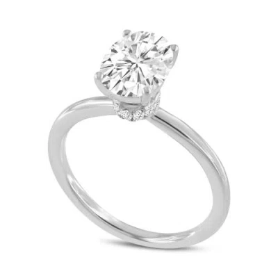 Luvmyjewelry Camilla 14k White Gold Oval Lab Grown Diamond Hidden Halo Engagement Ring