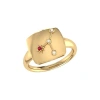 Luvmyjewelry Cancer Ruby & Diamond Signet Ring In 14kt Gold Vermeil On Sterling