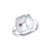 Luvmyjewelry Cancer Ruby & Diamond Signet Ring In Silver