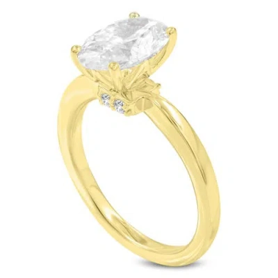 Luvmyjewelry Cassia 14k Yellow Gold Oval Lab Grown Diamond Hidden Halo Engagement Ring