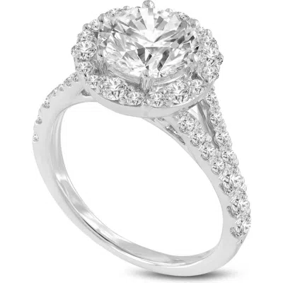 Luvmyjewelry Celine 14k White Gold Round Cut Lab Grown Diamond Halo Engagement Ring
