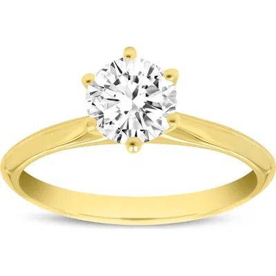 LUVMYJEWELRY LUVMYJEWELRY CLARA 14K YELLOW GOLD ROUND SHAPE LAB GROWN DIAMOND SOLITAIRE ENGAGEMENT RING