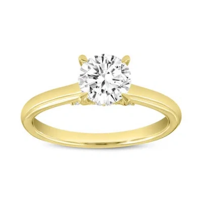 Luvmyjewelry Certified Round Shape Lab Grown Diamond (1.15 Ctw) Hidden Halo Ring In 14k Yellow Gold