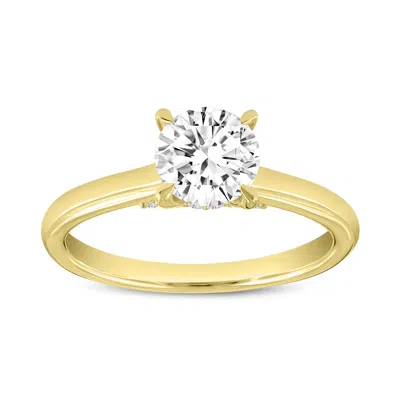 LUVMYJEWELRY CERTIFIED ROUND SHAPE LAB GROWN DIAMOND (1.15 CTW) HIDDEN HALO RING IN 14K YELLOW GOLD