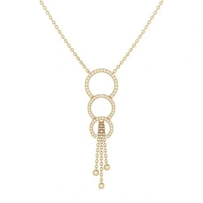 Luvmyjewelry Chandelier Circle Trio Silver Diamond Lariat Necklace In 14kt Gold Vermeil On Sterling