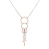 Luvmyjewelry Chandelier Circle Trio Silver Diamond Lariat Necklace In 14kt Rose Gold Vermeil