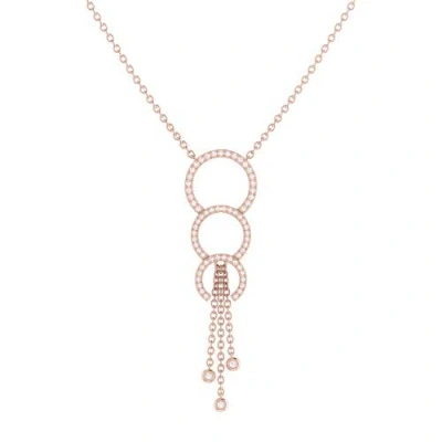 Luvmyjewelry Chandelier Circle Trio Silver Diamond Lariat Necklace In 14kt Rose Gold Vermeil