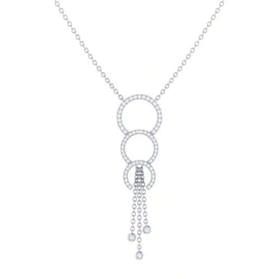 Luvmyjewelry Chandelier Circle Trio Silver Diamond Lariat Necklace