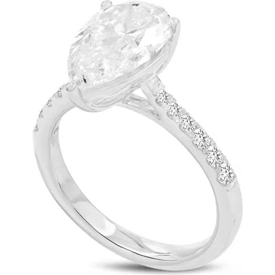 Luvmyjewelry Chloe 14k White Gold Pear Lab Grown Diamond Engagement Ring