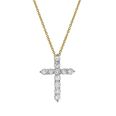 LUVMYJEWELRY CHRISTIAN CROSS POMMEE DIAMOND PENDANT IN 10K YELLOW GOLD