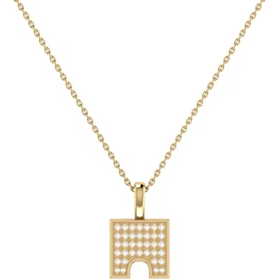 Luvmyjewelry City Arches Square Diamond Pendant In 14k Yellow Gold Vermeil On Sterling Silver