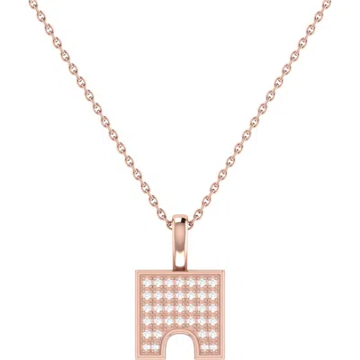 Luvmyjewelry City Arches Square Diamond Pendant In 14k Rose Gold Vermeil On Sterling Silver In 14kt Rose Gold Vermeil