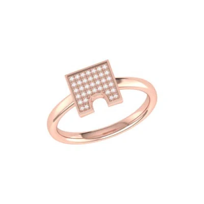 Luvmyjewelry City Arches Square Sterling Silver Diamond Ring In 14kt Rose Gold Vermeil