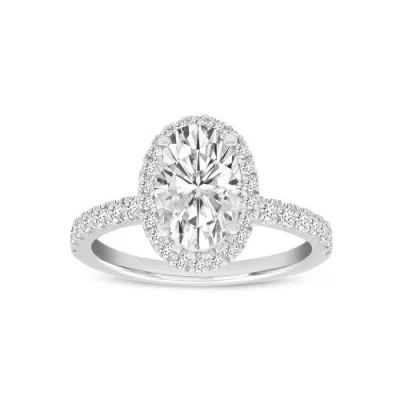 Luvmyjewelry Claudia 14k White Gold Oval Lab Grown Diamond Halo Engagement Ring