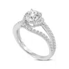 Luvmyjewelry Clemence 14k White Gold Round Cut Lab Grown Diamond Spiral Halo Engagement Ring In Silver