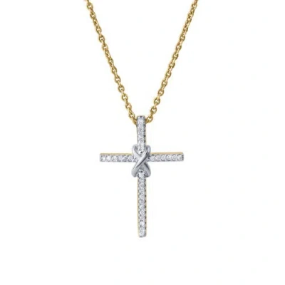 Luvmyjewelry Corvielle Cross 0.1 Ct 14k Gold Diamond Pendant