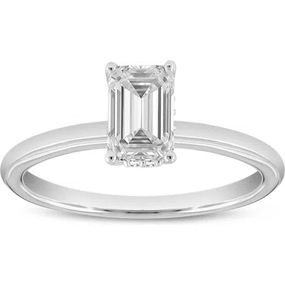 Luvmyjewelry Countess 14k White Gold Emerald Cut Lab Grown Diamond Hidden Halo Engagement Ring