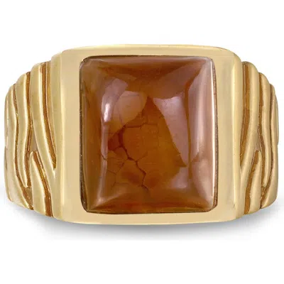 Luvmyjewelry Cracked Agate Sterling Silver Men Signet Ring In 14kt Gold Vermeil On Sterling