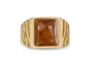 Luvmyjewelry Cracked Agate Sterling Silver Men Signet Ring In Yellow