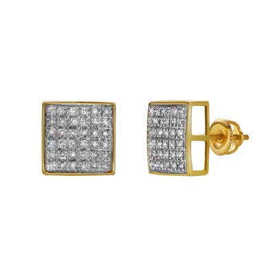 Luvmyjewelry Crest 10k Yellow Gold Cluster Diamond Unisex Earrings - 0.34 Cts