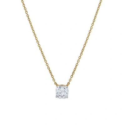 Luvmyjewelry Cushion Chic 14k Gold Lab Grown Diamond Necklace In White