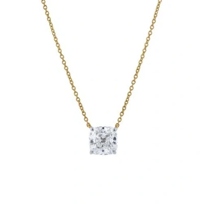 Luvmyjewelry Cushion Chic 14k Gold Lab Grown Diamond Necklace