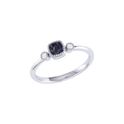 Luvmyjewelry Cushion Cut Alexandrite & Diamond Birthstone Ring In 14k Gold In White Gold