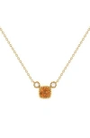Luvmyjewelry Cushion Cut Citrine & Diamond Pendant Necklace In Gold
