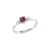Luvmyjewelry Emerald Cut Garnet & Diamond Birthstone Ring In 14k Gold In White Gold