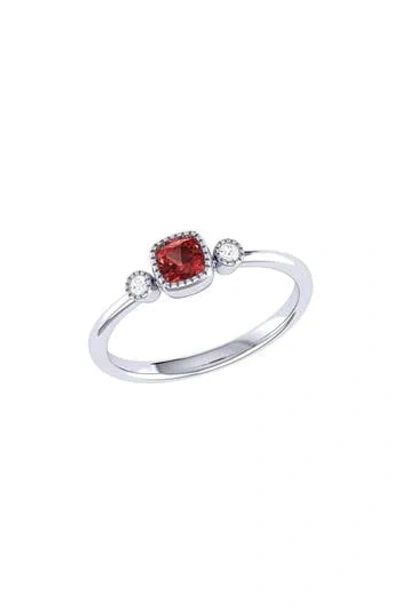 Luvmyjewelry Cushion Cut Garnet & Diamond Ring In Metallic