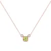 Luvmyjewelry Cushion Cut Peridot & Diamond Birthstone Necklace In 14k Gold In Pink