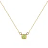 Luvmyjewelry Cushion Cut Peridot & Diamond Birthstone Necklace In 14k Gold In Yellow