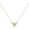 Luvmyjewelry Cushion Cut Peridot & Diamond Birthstone Necklace In Rose Gold