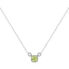 Luvmyjewelry Cushion Cut Peridot & Diamond Birthstone Necklace In 14k Gold In White Gold