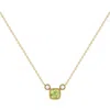 Luvmyjewelry Cushion Cut Peridot & Diamond Birthstone Necklace In Yellow Gold