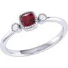 Luvmyjewelry Cushion Cut Ruby & Diamond Birthstone Ring In 14k Gold In White Gold