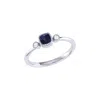 Luvmyjewelry Cushion Cut Sapphire & Diamond Birthstone Ring In 14k Gold In Silver